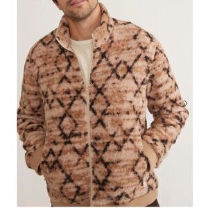 Marine Layer NWT Mason Sherpa Full Zip Jacket‎ In Tan Geo For Men's XL